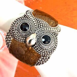 Owl Hinged Cuff Bracelet